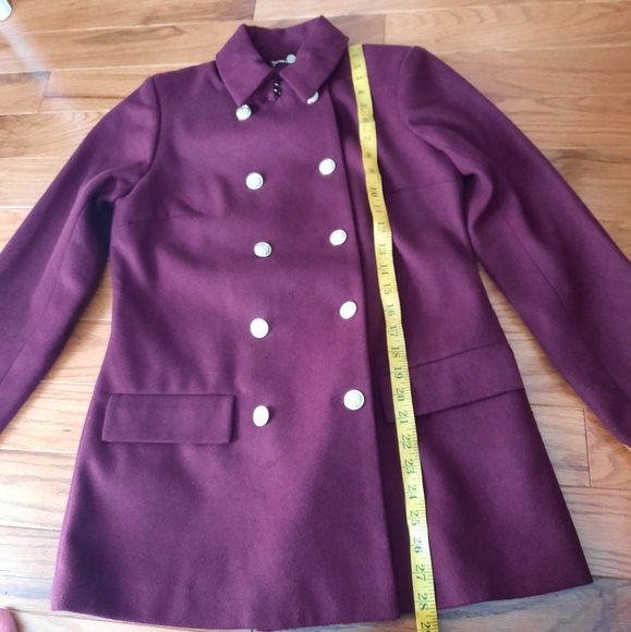 Burgundy embroidered pea coat - Picture 4 of 12